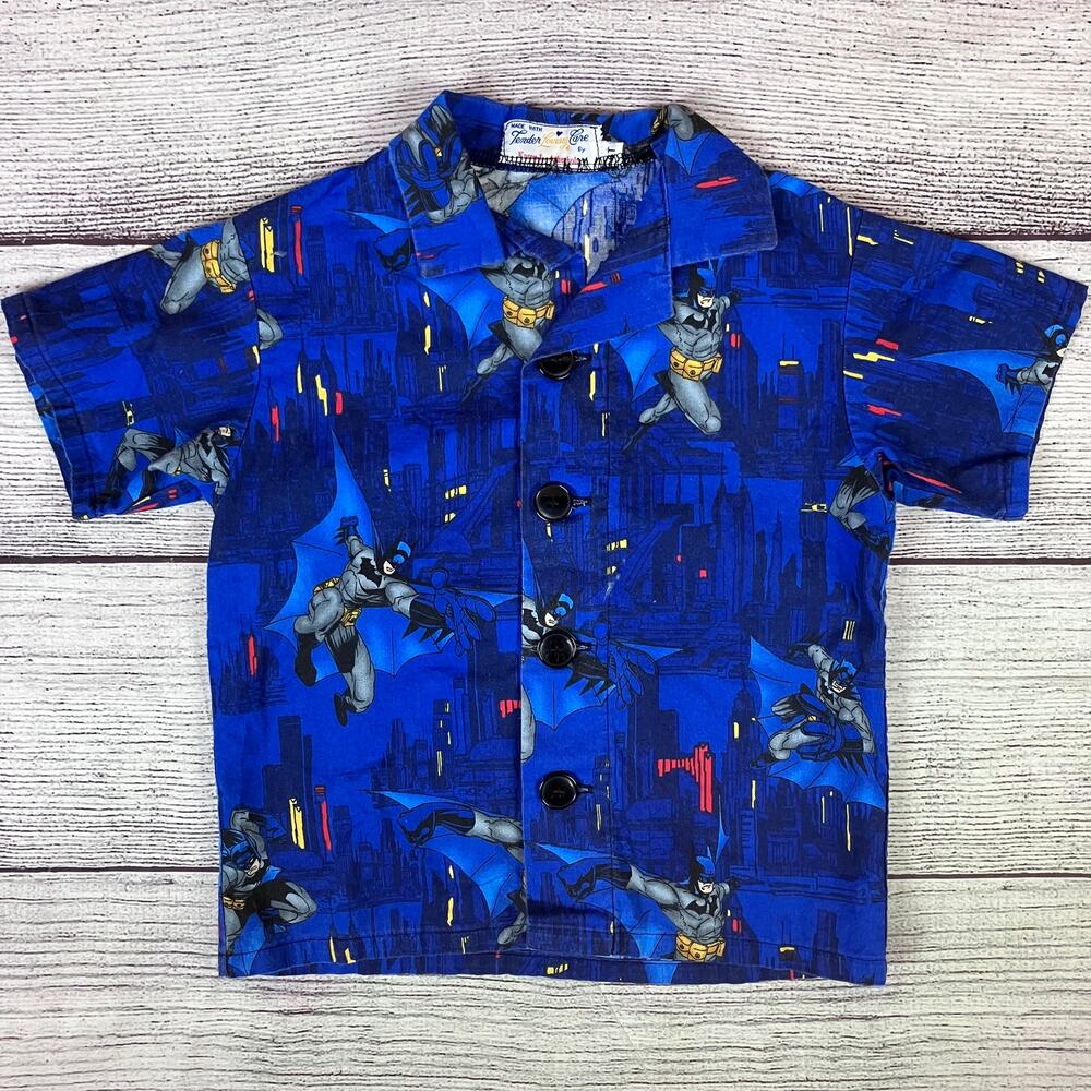 Vintage 1990s Batman All Over Print Cartoon Button Up Shirt